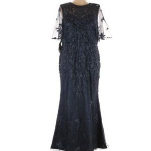 Navy, size 16, embroidered evening gown